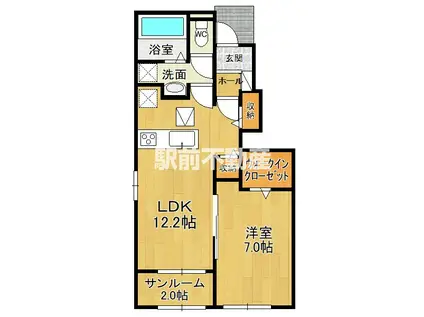 サングレープⅢ(1LDK/1階)の間取り写真
