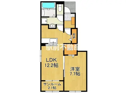 鹿児島本線 西牟田駅 徒歩96分 2階建 築3年(1LDK/1階)の間取り写真