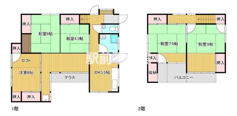 西鉄天神大牟田線 新栄町駅(福岡) 徒歩8分 1階建 築64年(5DK)の間取り写真