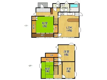 西鉄天神大牟田線 西鉄銀水駅 徒歩10分 2階建 築37年(4LDK)の間取り写真