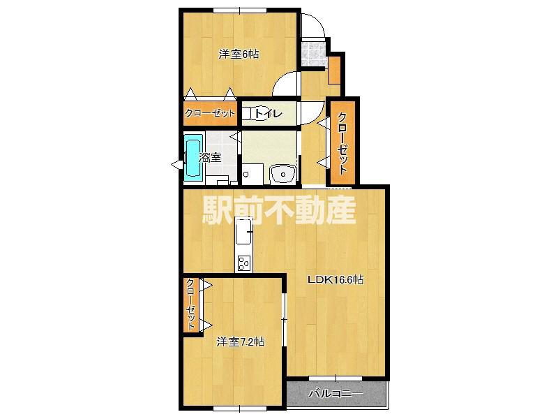 LBLOOM馬場 B棟(2LDK/1階)の間取り写真