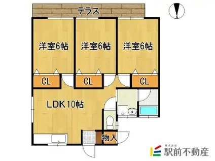 西鉄天神大牟田線 矢加部駅 徒歩8分 1階建 築21年(3LDK)の間取り写真