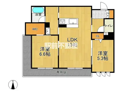 シャーメゾンプレミア大黒(2LDK/1階)の間取り写真