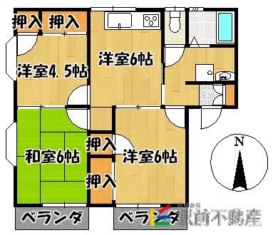 グリーンコーポ(3DK/1階)の間取り写真