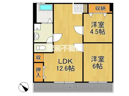 アテイン広川(2LDK/2階)の間取り写真