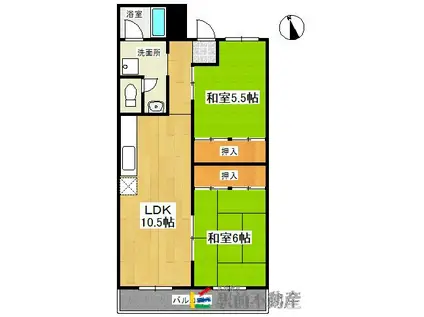 パールマンション有明(2LDK/3階)の間取り写真