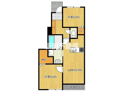 ラ・メゾン デュ ボヌール II(2LDK/1階)の間取り写真