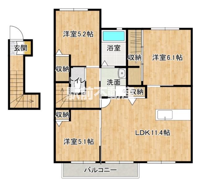 エアホルク ヴィラ C棟(3LDK/2階)の間取り写真