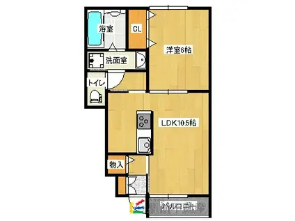 PAMPTON COURT Ⅱ(1LDK/1階)の間取り写真