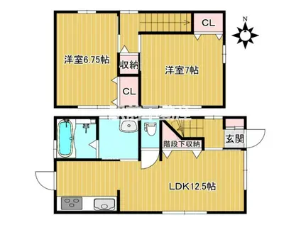 西鉄天神大牟田線 犬塚駅 徒歩45分 2階建 築7年(2LDK)の間取り写真