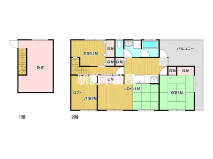 鹿児島本線 大牟田駅 徒歩7分 2階建 築58年(3LDK)の間取り写真