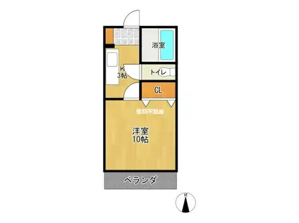 FT1038 B棟(1K/1階)の間取り写真