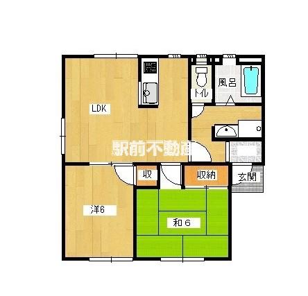 サンシャインハイツB(2LDK/2階)の間取り写真