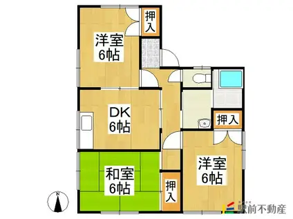 鹿児島本線 羽犬塚駅 徒歩83分 2階建 築31年(3DK)の間取り写真