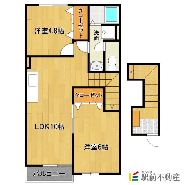 ウランタン弐番館(2LDK/2階)の間取り写真