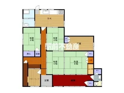 鹿児島本線 羽犬塚駅 徒歩34分 1階建 築37年(5SDK)の間取り写真