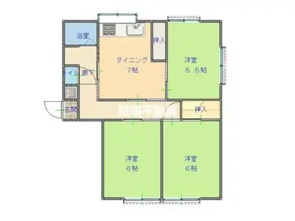 サンハウス(3DK/1階)の間取り写真