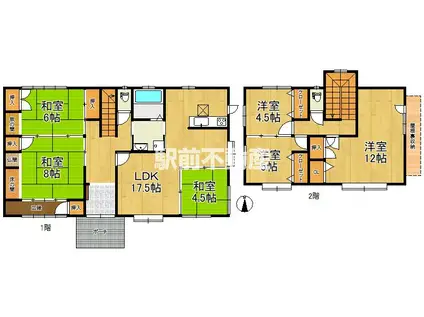 鹿児島本線 西牟田駅 徒歩97分 2階建 築31年(5LDK)の間取り写真