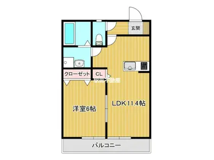 ファーデンベルク大木町(1LDK/1階)の間取り写真