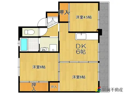 ビレッジハウス下広川2号棟(3DK/1階)の間取り写真