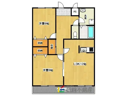 サーティスリーマンション(2LDK/1階)の間取り写真
