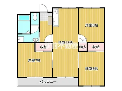 サルヴァトーレ大牟田(3LDK/3階)の間取り写真
