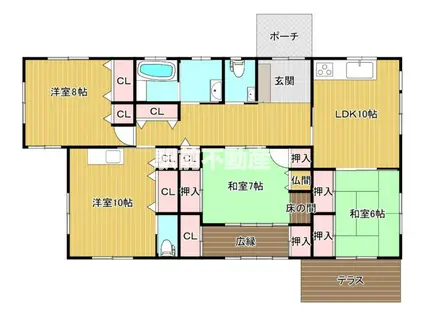 西鉄天神大牟田線 矢加部駅 徒歩15分 1階建 築7年(4LDK)の間取り写真