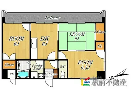 クローバー正山(3DK/4階)の間取り写真