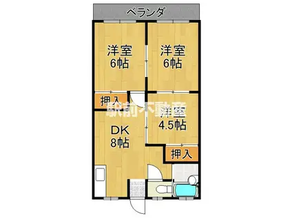 コーポ八反畑(3DK/2階)の間取り写真