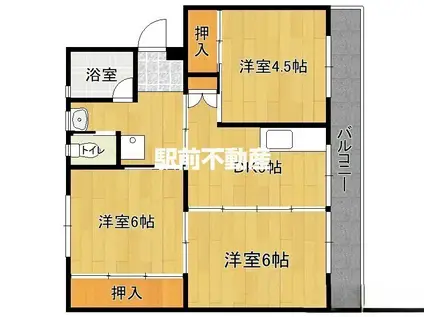 鹿児島本線 瀬高駅 徒歩13分 5階建 築46年(3DK/1階)の間取り写真