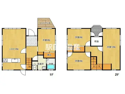 鹿児島本線 羽犬塚駅 徒歩29分 2階建 築73年(4LDK)の間取り写真