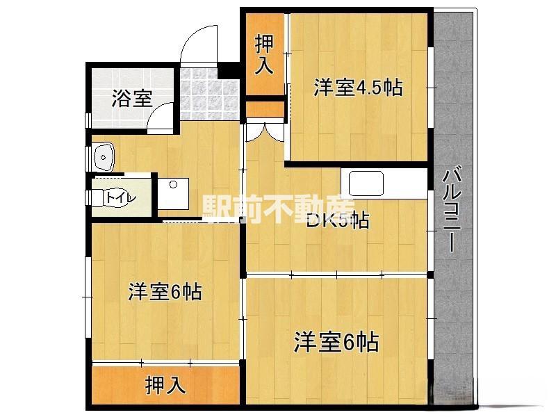 鹿児島本線 瀬高駅 徒歩12分 5階建 築46年(3DK/3階)の間取り写真