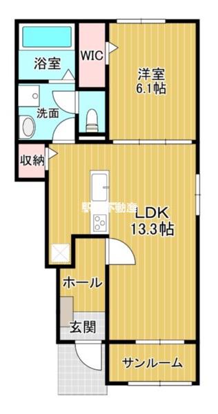 ミミエデン筑後(1LDK/1階)の間取り写真
