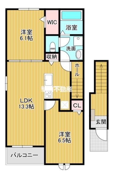 ミミエデン筑後(2LDK/2階)の間取り写真
