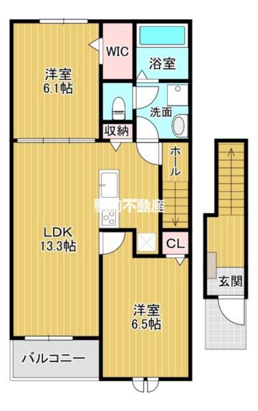 ミミエデン筑後(2LDK/2階)の間取り写真