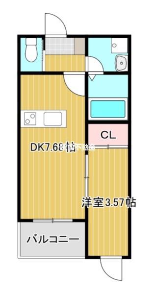 BRAVEBASE大牟田(1DK/1階)の間取り写真
