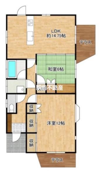 鹿児島本線 吉野駅(福岡) 徒歩8分 1階建 築54年(2LDK)の間取り写真
