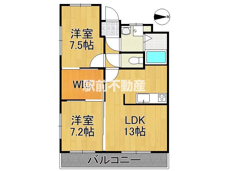 アレクサンドライト八女(2LDK/3階)の間取り写真