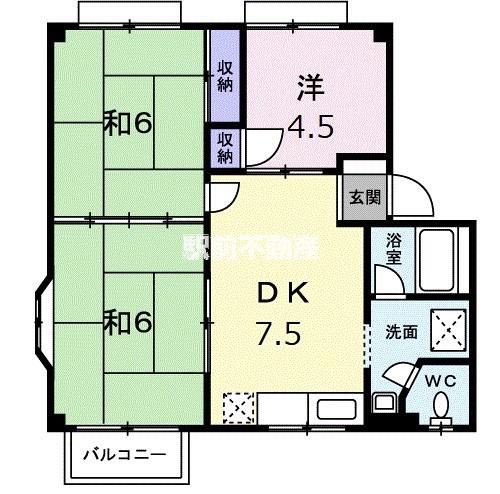 コスモハイツTURU(3DK/2階)の間取り写真