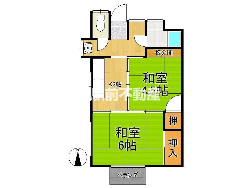 ナーシア広川(2K/2階)の間取り写真