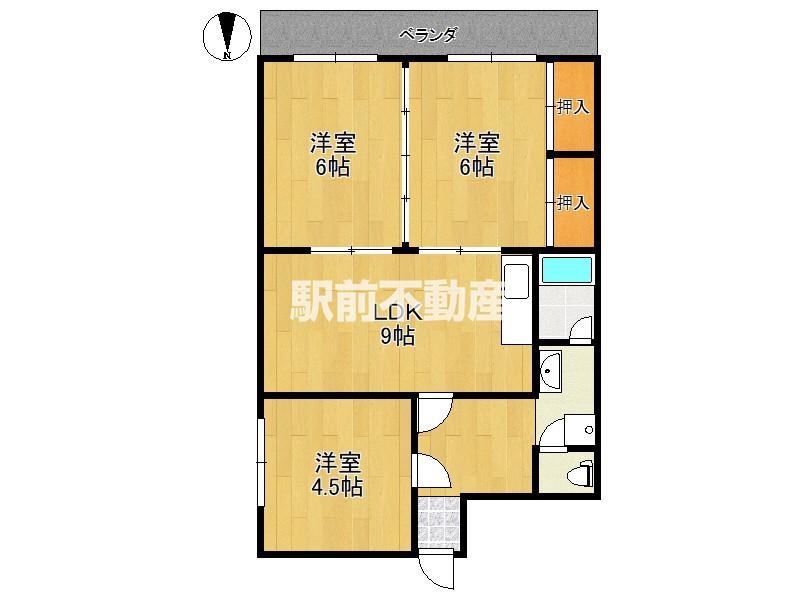 延命寺マンション(3LDK/5階)の間取り写真