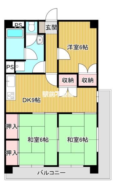 コアマンション京町(3DK/5階)の間取り写真