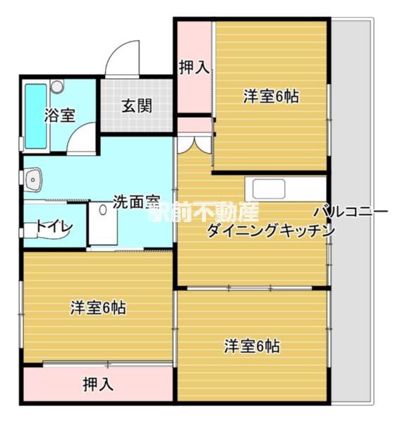 鹿児島本線 瀬高駅 徒歩12分 5階建 築46年(3DK/5階)の間取り写真