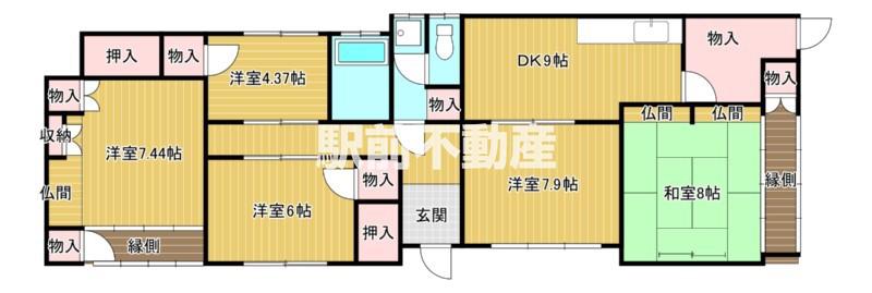 鹿児島本線 荒尾駅(熊本) 徒歩20分 1階建 築56年(5DK)の間取り写真