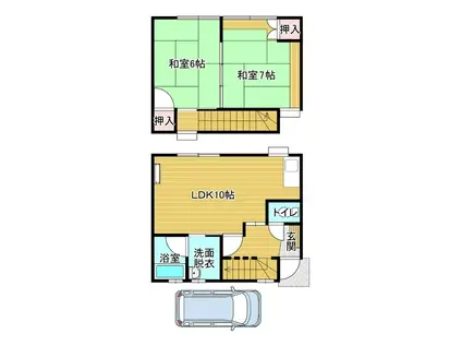 山口県山口市 2階建 築38年(2LDK)の間取り写真