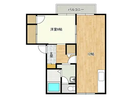 姫山参号館(1LDK/2階)の間取り写真