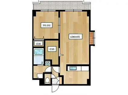 大内御堀マンション(1LDK/3階)の間取り写真