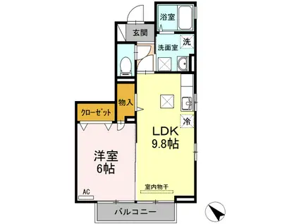 セジュールヒットワン A棟(1LDK/1階)の間取り写真