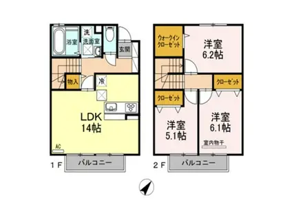 アートライフ黄金町 B棟(3LDK/1階)の間取り写真