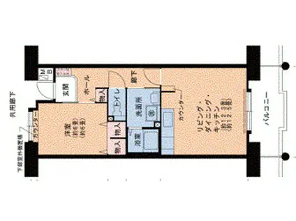 山陽本線 兵庫駅 徒歩5分 10階建 築27年(1LDK/1階)の間取り写真